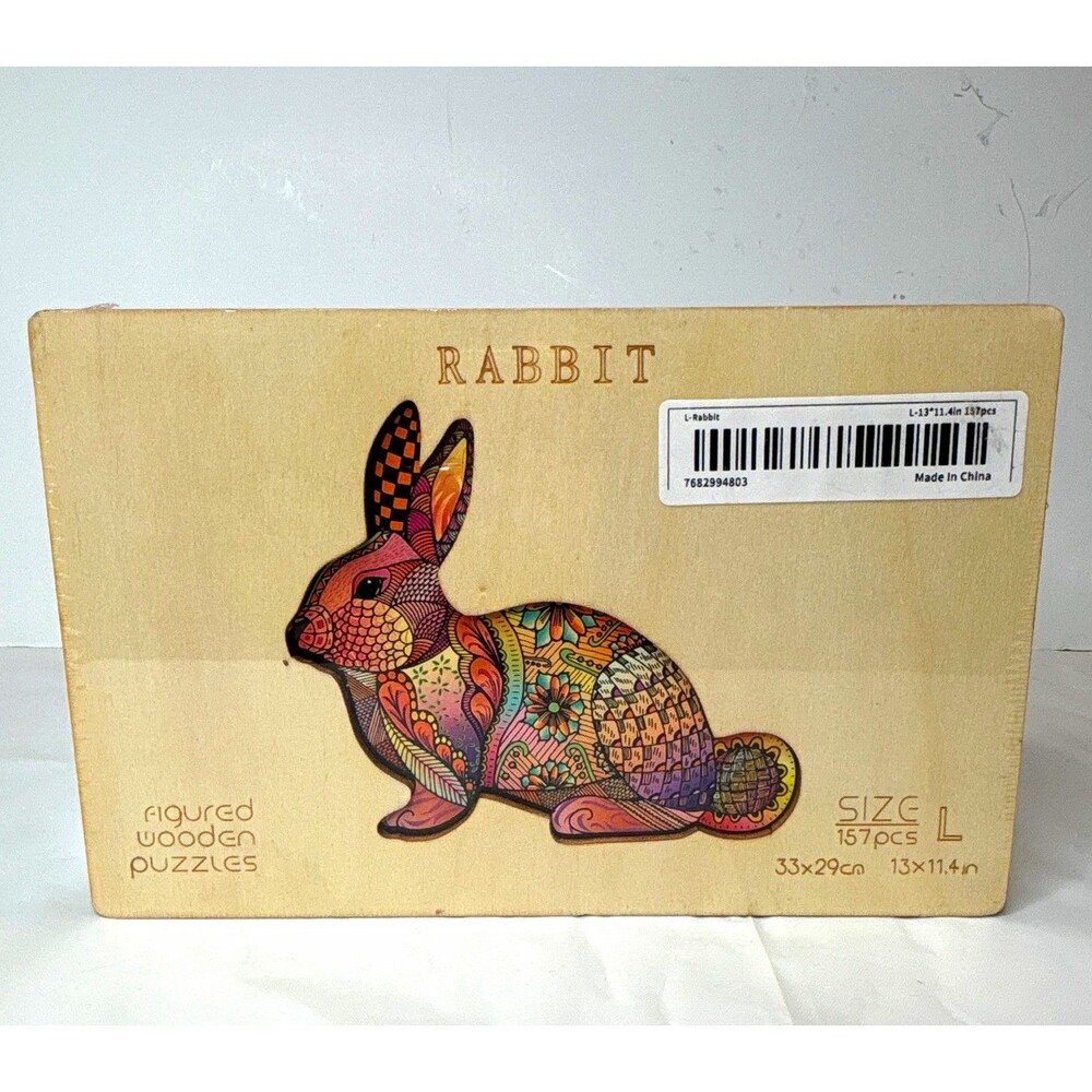 Rabbit Figured Wooden Puzzle 157pcs Size L Interlocking Multicolor L-Rabbit